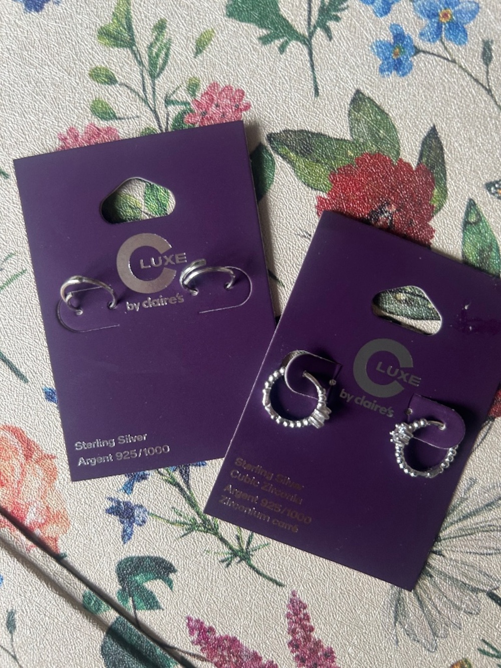 NWT Claire’s Luxe hoop silver earrings